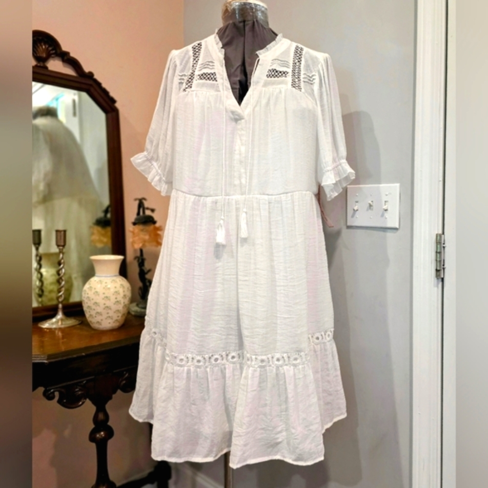 NWT 2X White Knee-Length Dress